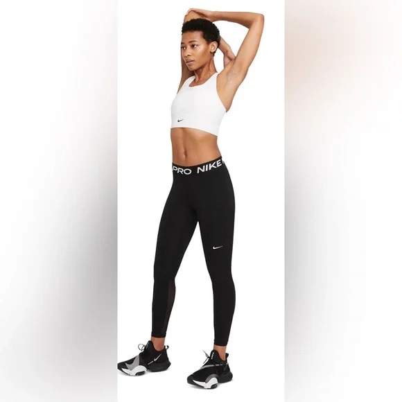 NWT- Nike Pro Mid-Rise Mesh-
Paneled Leggings - Picture 9 of 11